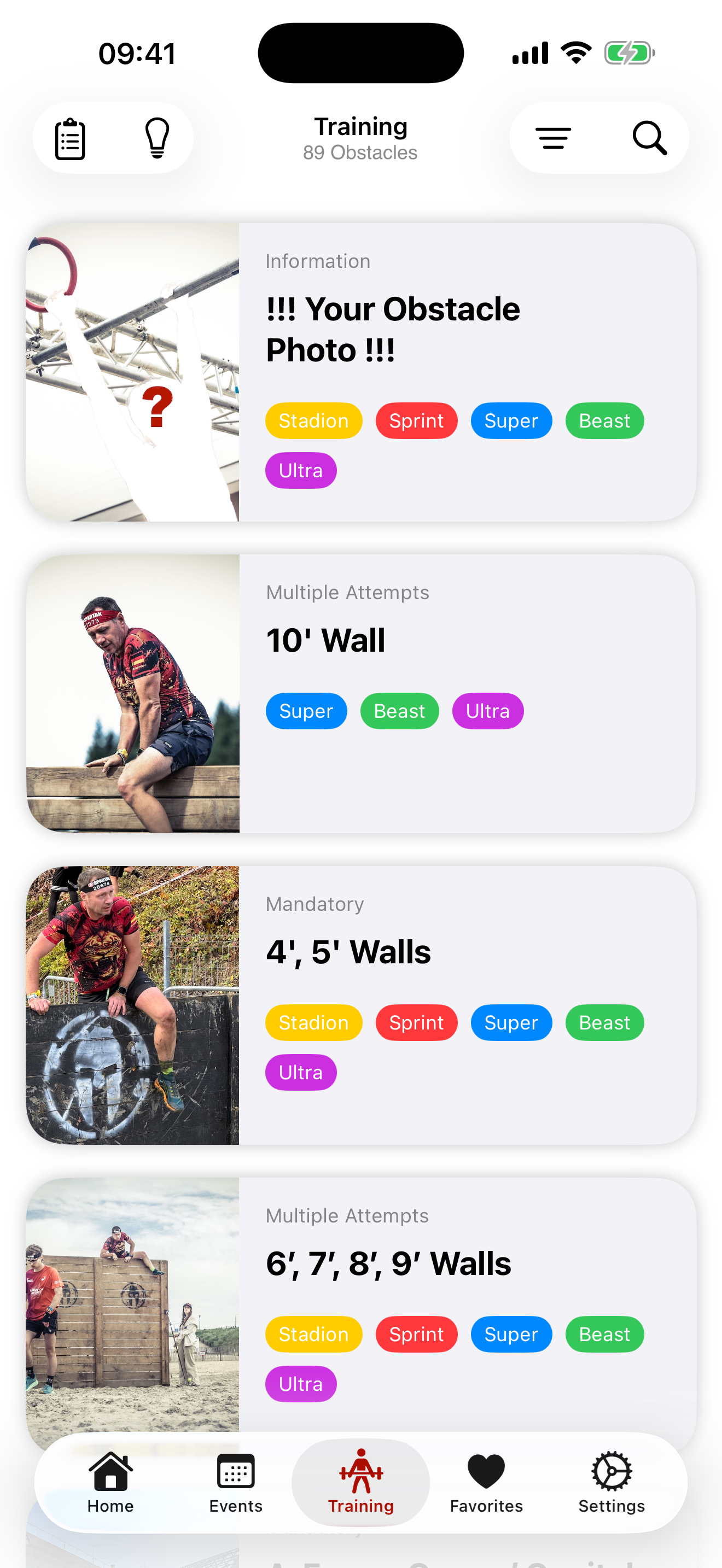 Current Trifecta Hunter obstacle training library on iOS